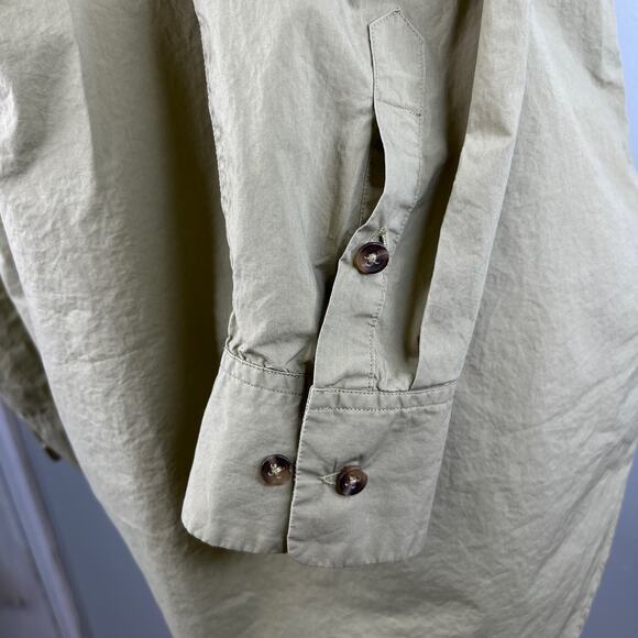 Massimo Dutti Blouse Top M Olive Green Button Down Pockets - Picture 10 of 12